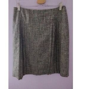Anne Klein New York Wool Pleated Tweed Skirt Size 10 Knee Length Office Wear